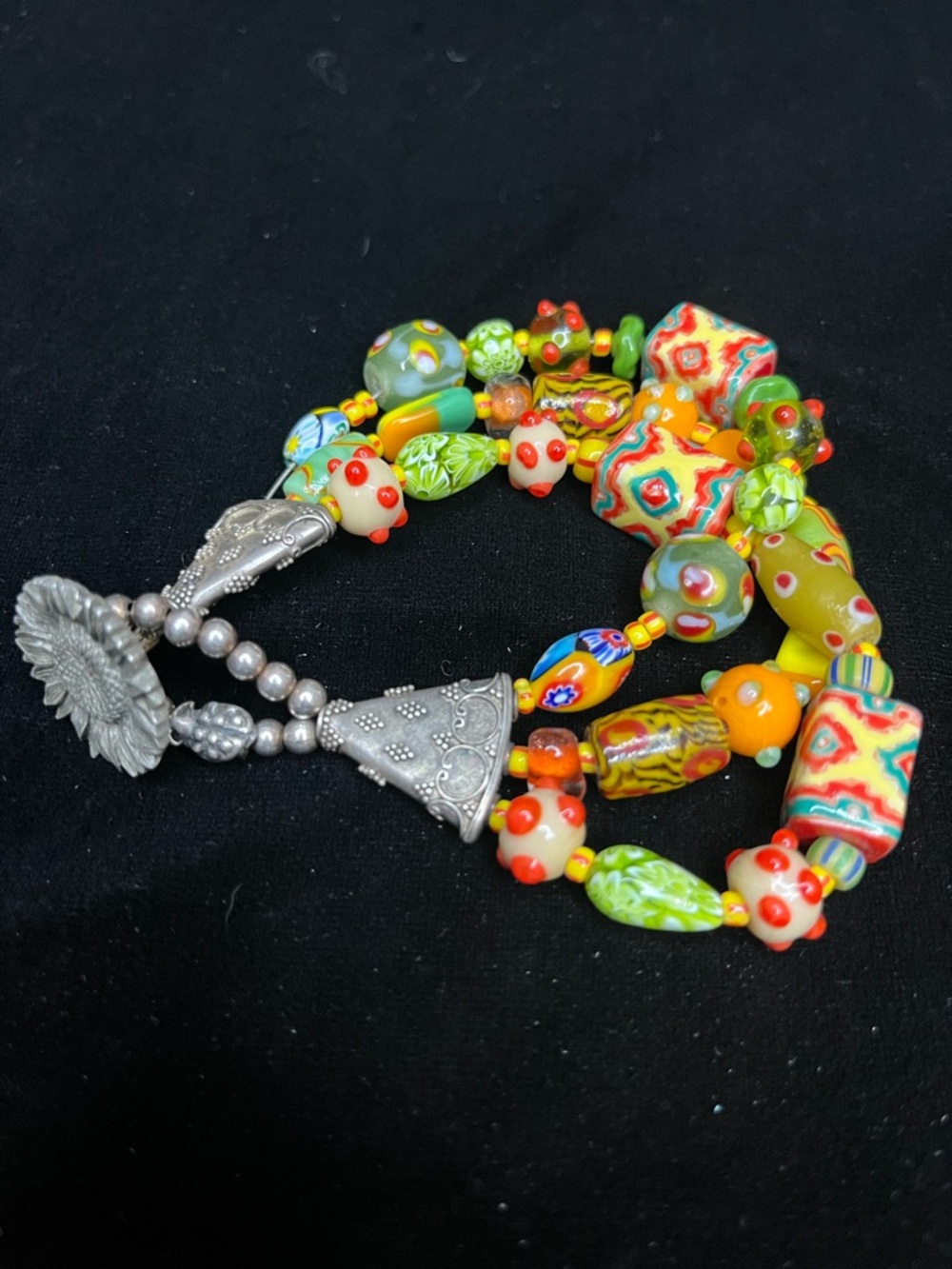 1700 Multicolor Art Glass Bead Statement Bracelet